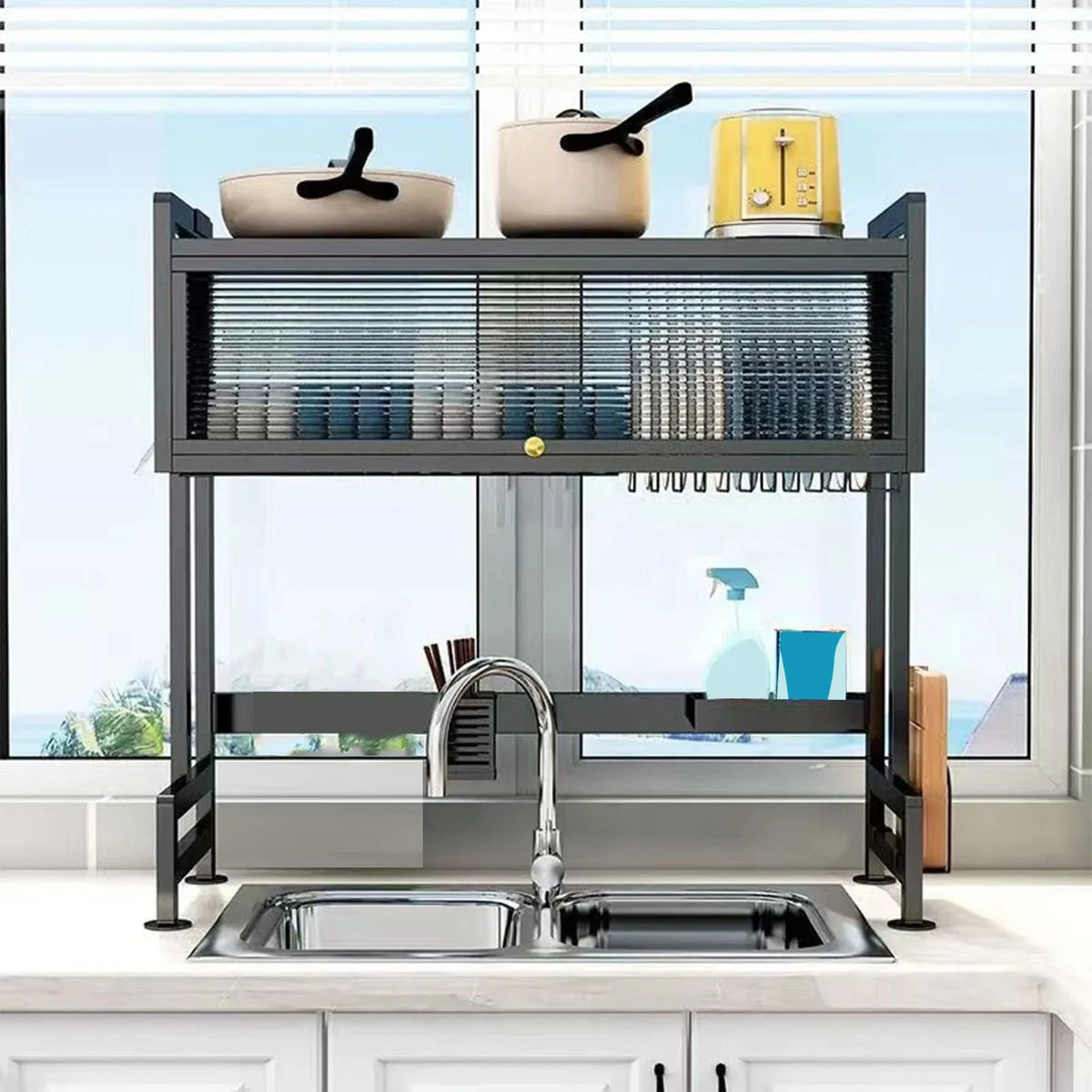 Over-Sink 2-Tier Drying Rack (Space-Saving Carbon Steel)