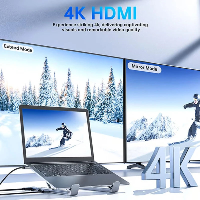 EclairaDock 8-in-1 Laptop Stand Hub